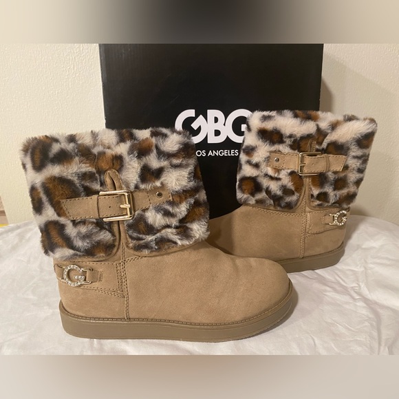 🎉HP🎉 SEXY BOOTS GBG Guess Los Angeles Aleya Leopard Fur Animal Print 6.5 - Picture 9 of 10